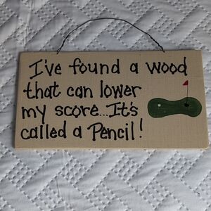 Humorous Golf Wall Sign - Cream and Green